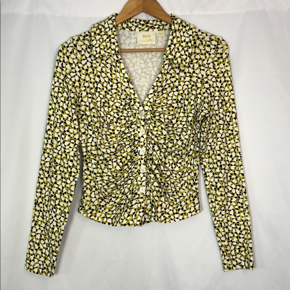 Maeve by Anthropologie Yellow and Black Floral Blouse Size M - Picture 6 of 13